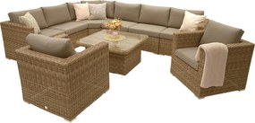 Zestaw rattanowy MALIBU dla 8 osób (beżowo-brązowy)