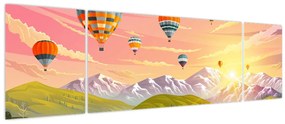 Obraz balonów nad krajobrazem (170x50 cm)