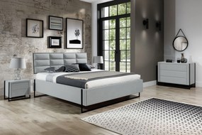 Łóżko tapicerowane Soft Loft 140x200 z pojemnikiem - welur popielaty Donna 3