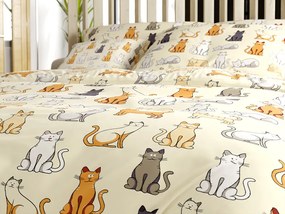 PrzytulneMieszkanie.pl PrzytulneMieszkanie.pl Bawełniana pościel COLORED CATS BLEND kremowa Rozmiar pościeli: 70 x 90 cm | 140 x 200 cm