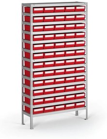 Regał z pojemnikami plastikowymi Shelfpoj., 2000x1000x400 mm, 60x poj. E