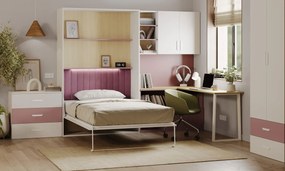 Różowy regał z narożnym biurkiem dla nastolatki kaszmir + różowy E0-W14