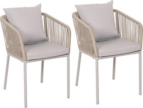 Zestaw 2 krzeseł ogrodowych MCW-N41,  jasnoszary Poduszka jasnoszary