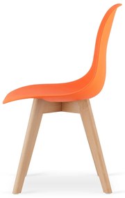 Pomaranczowe krzesło KITO z bukowymi nogami