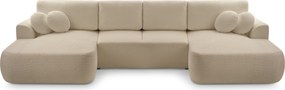 Masseno Narożnik FILO z funkcją spania i pojemnikiem na pościel Narozniki U, Rozkładana sofa - Beżowy, CORAL 50
