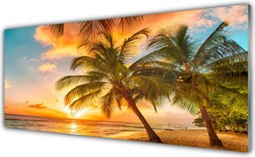 Panel Szklany do Kuchni Rajskie Wybrzeże Z Palmami