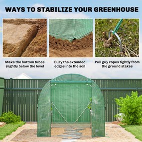 Outsunny Szklarnia ok. 2,7 x 2 x 2 m tunel foliowy z półkami, rolowane drzwi na zamek błyskawiczny, 6 okien siatkowych, wsporniki | Aosom PL