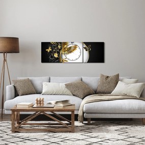 Obraz - Piłka ze złotymi motywami (z zegarem) (90x30 cm)
