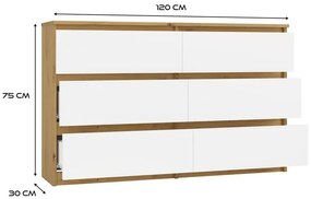 Nowoczesna podwójna komoda dąb artisan + biały - Berta 120 cm