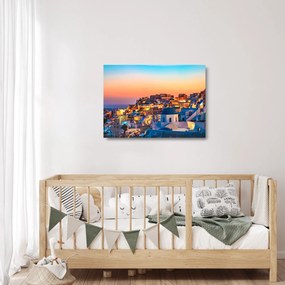 Obraz na szkle - Santorini o zmierzchu (70x50 cm)