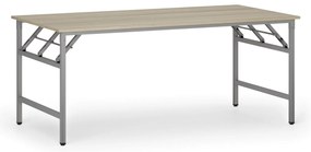 Stół konferencyjny FAST READY, 180x90 cm, szaro-srebrna podstawa, dąb naturalny