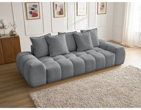 Ciemnoszara rozkładana/ze schowkiem sofa z tkaniny szenilowej 278 cm Everest – Bobochic Paris