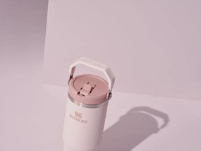 Jasnoróżowy termos ze stali nierdzewnej 410 ml IceFlow™ Flip Straw 2.0 Tumbler Rose Quartz – Stanley