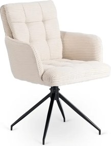 Krzesło Tapicerowane Obrotowe do Salonu AKITA Kremowe Sztruksowe Nowoczesne