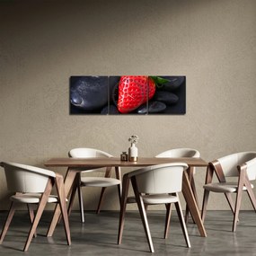 Obraz - truskawka (z zegarem) (90x30 cm)