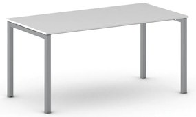Stół konferencyjny do biura PRIMO SQUARE, 160x80 cm, szaro-srebrna podstawa, biały