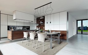 Geometryczna lampa wisząca z metalu i szkła Flusso Line 6