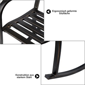 Outsunny Krzesło Bujane Ogrodowe Metalowe Antyczny Styl Brązowe Wygodne Siedzisko 60x73x85cm | Aosom PL