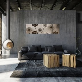 Obraz - Rysowane kwiaty (170x50 cm)