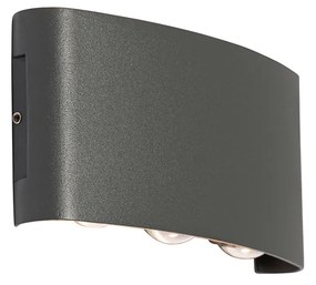 Zewnętrzna lampa ścienna ciemnoszara z LED 6-punktowa IP54 - Silly