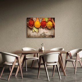 Obraz na szkle - Przyprawy na drewnie (70x50 cm)