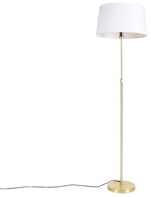 Lampa podłogowa złota/mosiężna z białym abażurem lnianym 45 cm - Parte Nowoczesny Oswietlenie wewnetrzne