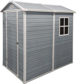 DOMEK NARZĘDZIOWY OGRODOWY 198x134x193 cm, Z TWORZYWA SZTUCZNEGO SCHOWEK NA NARZĘDZIA Z PODŁOGĄ I OKNEM HESLER 6040