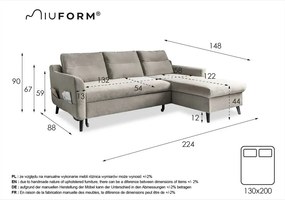 Turkusowy aksamitny narożnik rozkładany Miuform Stylish Stan, prawostronny