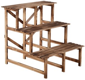 Outsunny regał na rośliny półka na kwiaty regał na kwiaty półka na rośliny stojak na kwiaty 3 stopnie drewno jodłowe kolor ciemnobrązowy 80 x 80 x 80 cm