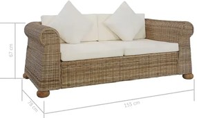 Brązowa 2-osobowa sofa z rattanu - Asha