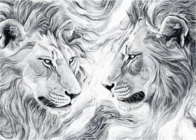 Obraz - Rysowane lwie głowy (70x50 cm)