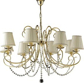 Żyrandol Magda 8-punktowy z żelaza w kolorze złotym z kloszami 118 Ø78 BL146-8-OR-PAR
