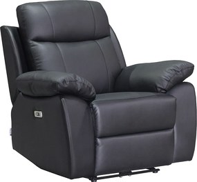 Fotel z elektryczną funkcją relaks ze skóry w kolorze czarnym VIPINO