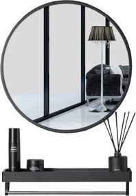 Okrągłe lustro ścienne Messa z półką 80 cm