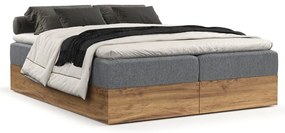 Szaro-naturalne łóżko boxspring ze schowkiem 180x200 cm Faro – Maison de Rêve