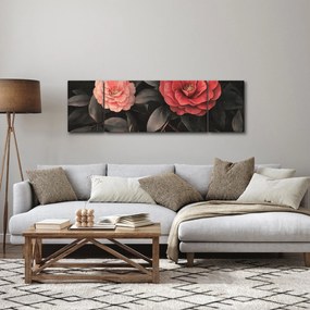 Obraz - Czerwone kwiaty na ciemnym tle (170x50 cm)