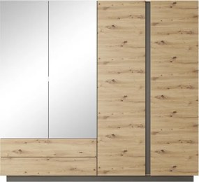 RACO Szafa 220 Dąb Artisan – 2 Szuflady + 2 Drzwi + 2x lustro