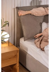 Szarobrązowe tapicerowane łóżko dwuosobowe ze schowkiem i stelażem 180x200 cm Thessa Pillow – Bonami Selection