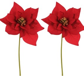 Zestaw poinsecji kwiat na łodydze, 2 szt., czerwony, 32 cm