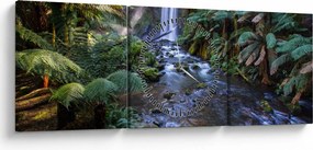 Obraz australijskiego lasu deszczowego (z zegarem) (90x30 cm)
