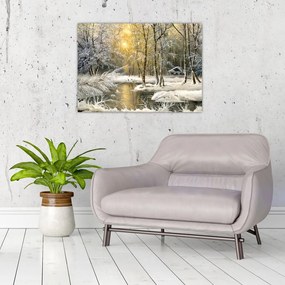 Obraz - Domek w lesie, obraz olejny (70x50 cm)