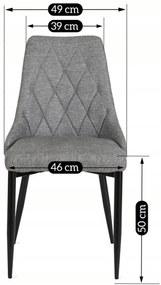Krzesło Tapicerowane do Salonu CORK 2 Szare Nowoczesne Loft
