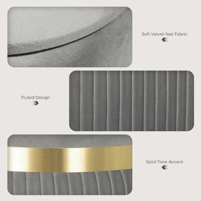 HOMCOM Okrągła Pufa z Przechowalnią, Aksamitny Stołek z Odpinanym Wiekiem, Tapicerowane Siedzisko i Ukryty Schowek, Jasnoszary | Aosom PL