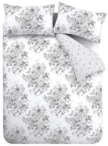Szara pościel dwuosobowa 230x220 cm Elinda Floral – Catherine Lansfield