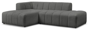Ciemnoszary narożnik z materiału bouclé (lewostronny/z szezlongiem) Annecy – Bobochic Paris