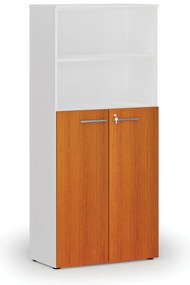 Szafa biurowa kombinowana PRIMO WHITE, drzwi na 3 poziomach, 800 x 420 x 1781 mm, biały/wiśnia