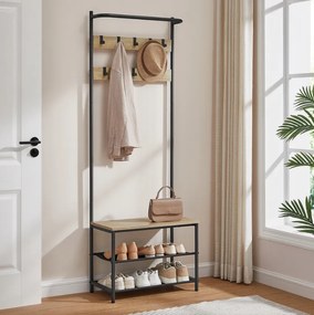 Metalowa ściana przedpokoju LOFT 180 cm, czarna/dąb sonoma