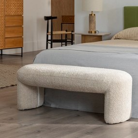 Beżowa ławka z materiału bouclé Suave – Ixia
