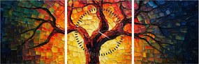Obraz - Drzewo życia w mozaice (z zegarem) (90x30 cm)