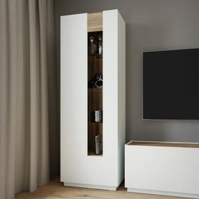 Wąska witryna z przeszkleniem Lewisville 711, Secret Grey/dąb Valencia